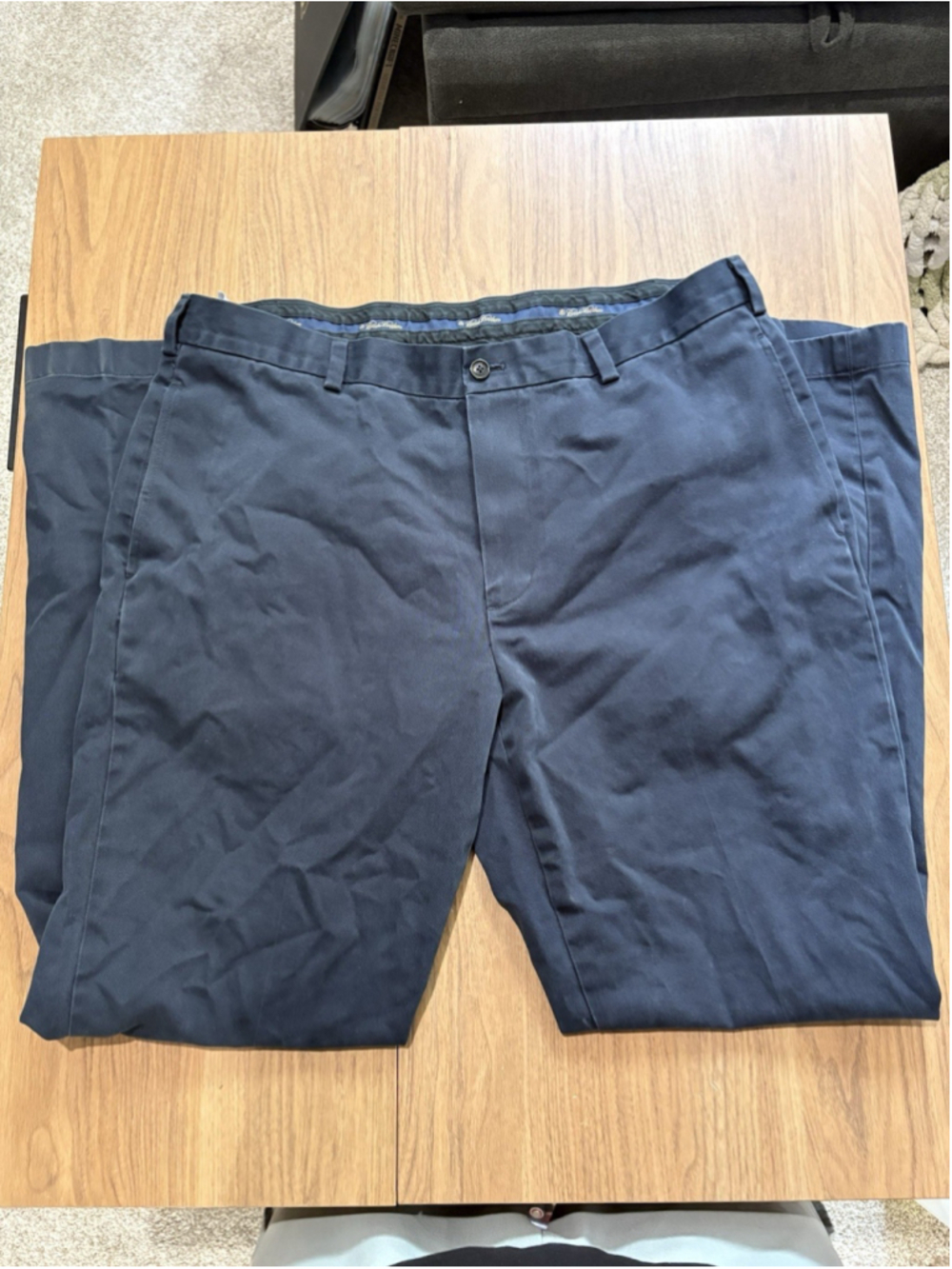 Brooks Brothers Advantage Chino Clark Fit Mens Pants W36 L32 Navy Blue Cotton